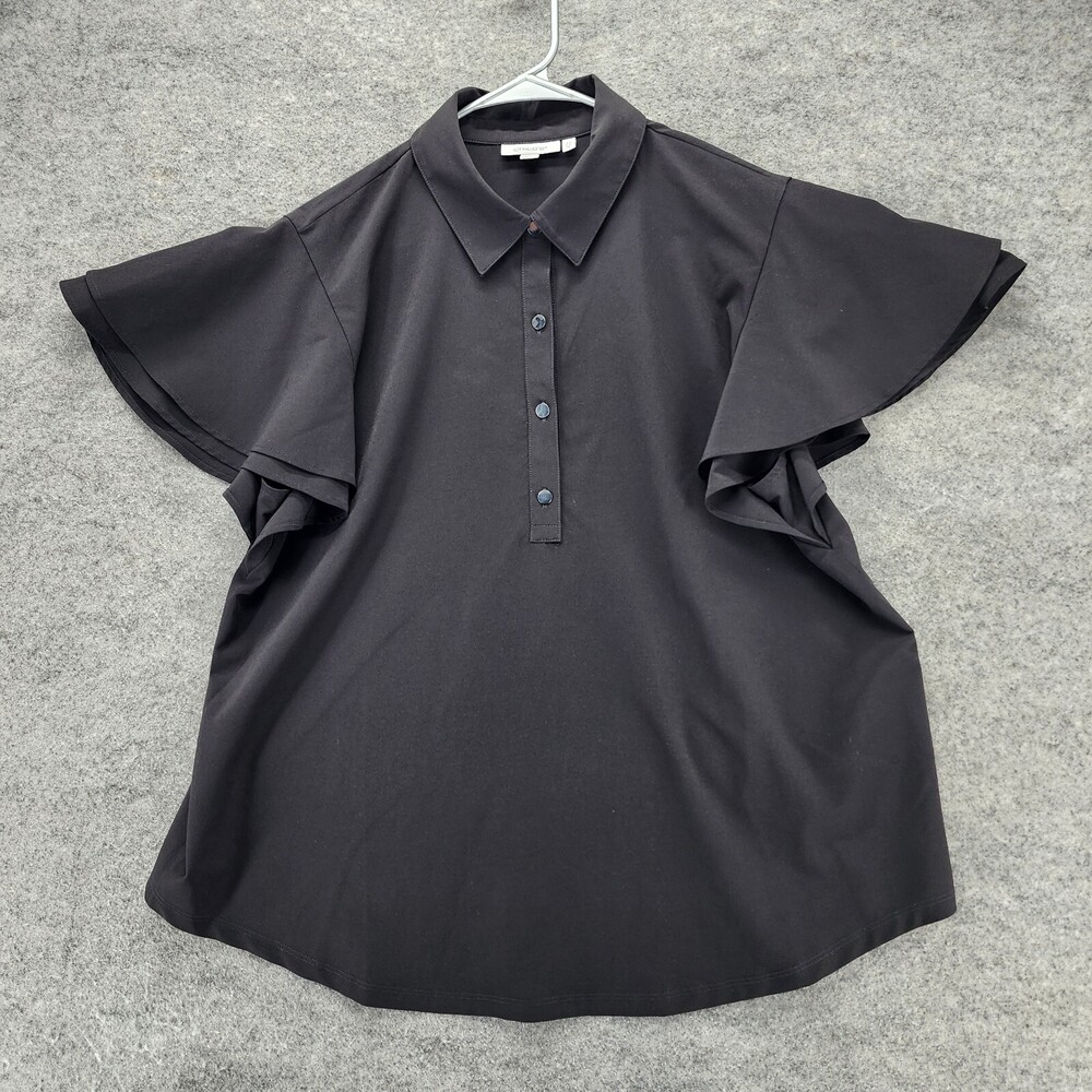 Chicos Shirt Womens 2.5 US 14 Short Sleeve Black